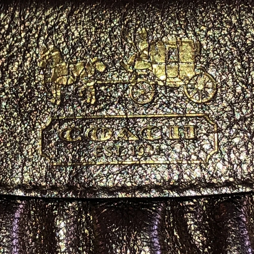 Coach Gold Coach Wristlet Metallic Coach Wristlet Gold Leather Coach Wristlet - Picture 15 of 16